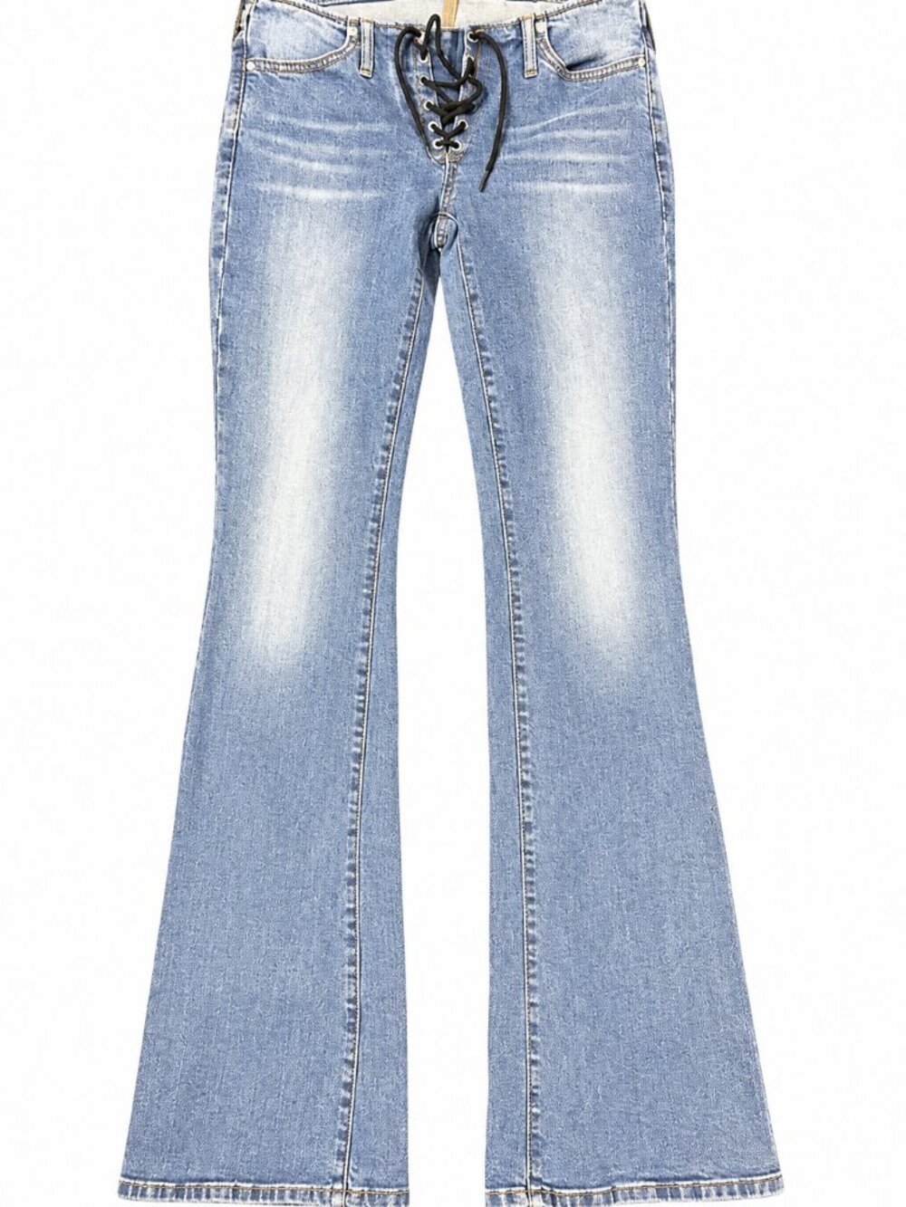 PacSun Low Rise Lace-Up Bootcut Jeans Y2K McBling Medium Wash Stretch Size 24
